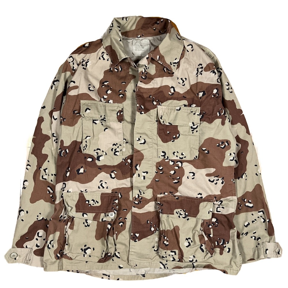 Vintage 90s Military Combat DesertCamo Jacket Large Long Chocolate Chip USA Made